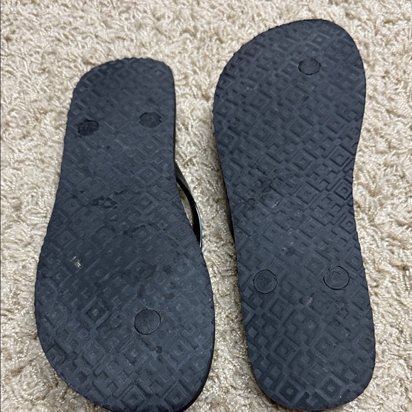 Tory Burch Black and Leopard Flip Flops - Picture 2 of 2